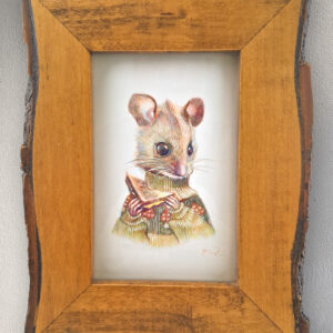Framed Ballpoint Pen Drawing of Flynn, the Field Mouse - Fair Isle Fables